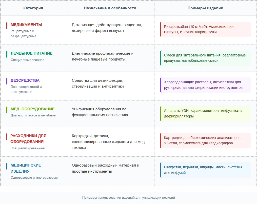 Примеры использования изделий для унификации позиций