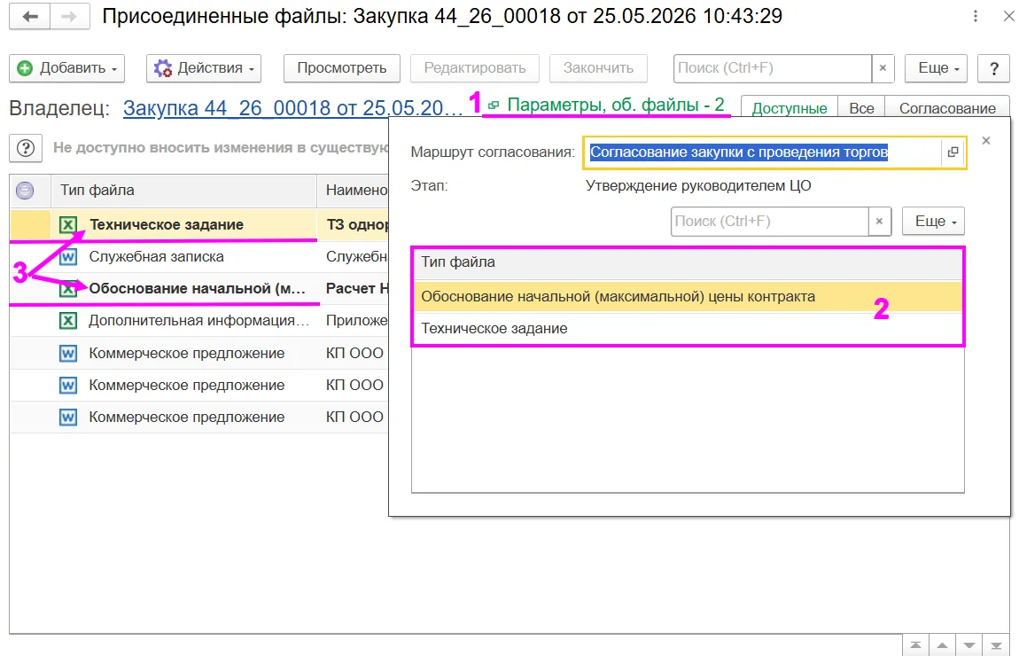 Просмотр руководителем ЦО наличия обязательных файлов в отраслевом ERP-решении для медицины