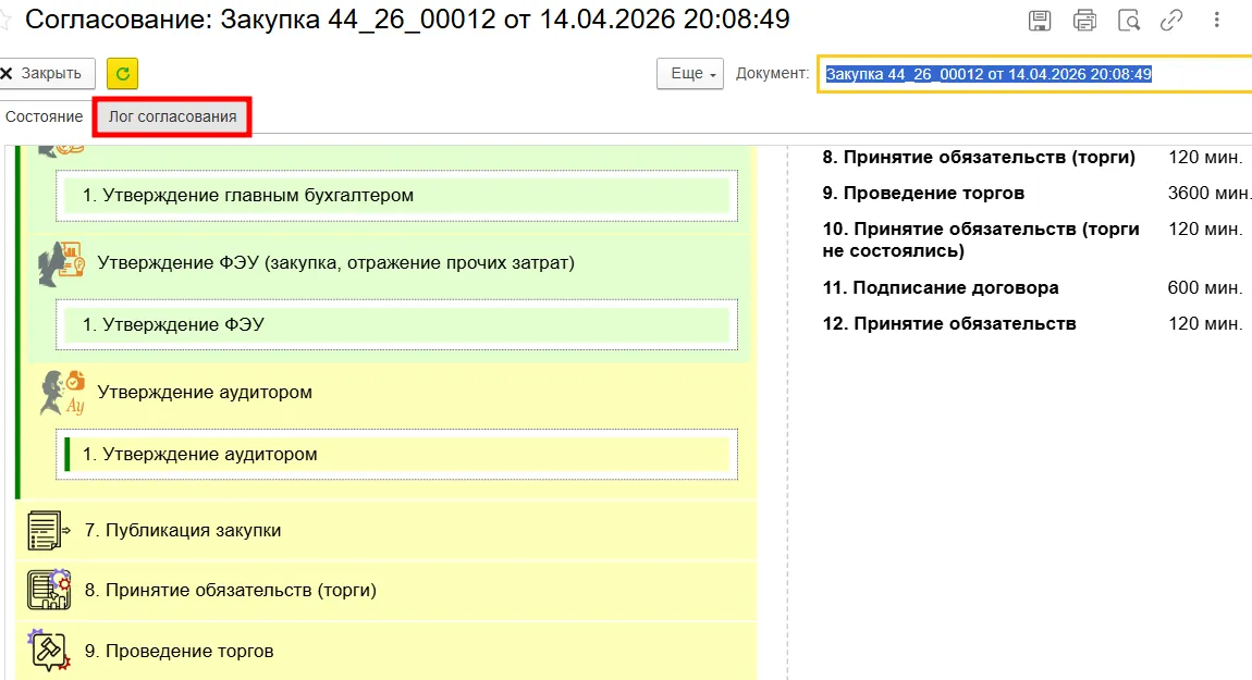 Проверка лога согласования в&nbsp;ERP для федеральных центров